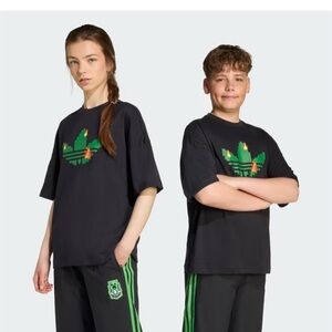 Adidas x Minecraft Kids Tee in Black and Green